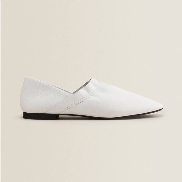 ZARA White Leather Babouches with Ruffle Trim - Picture 2 of 7